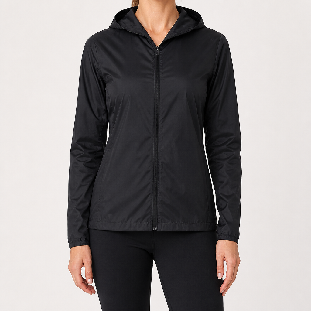 Yvonne | Womens Water Resistant Quick Dry Hooded Windbreaker Jacket, Black