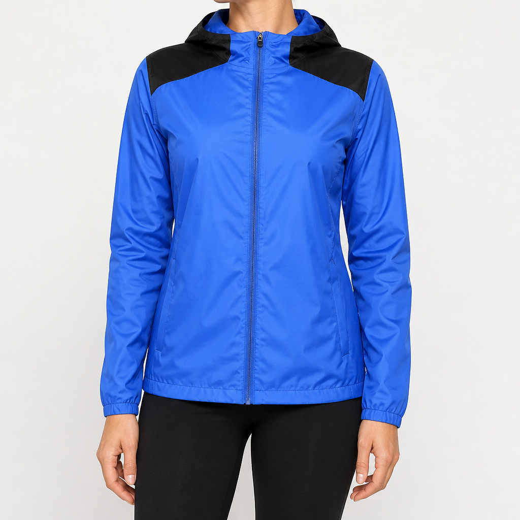 Yvonne | Womens Water Resistant Quick Dry Hooded Windbreaker Jacket, Bright Blue