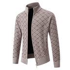 Zach | Mens Stand Collar Zip Up Knit Cardigan Sweater