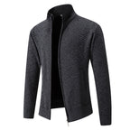 Zach | Mens Stand Collar Zip Up Knit Cardigan Sweater