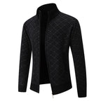 Zach | Mens Stand Collar Zip Up Knit Cardigan Sweater