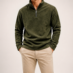 Zane | Mens Fleece Half Zip Warm Casual Sweatshirt, Army Green