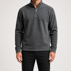 Zane | Mens Fleece Half Zip Warm Casual Sweatshirt, Dark Grey
