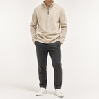 Zane | Mens Fleece Half Zip Warm Casual Sweatshirt, Khaki