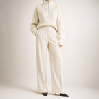 Zephyr | Womens Jumper Knitted Zip Up Loose Turtleneck Warm Sweater, Design 1